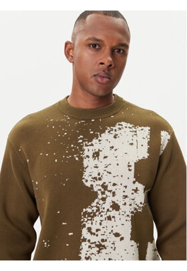 G-Star RAW - G-Star Raw Sweter Sprayed 89 D27772-D488 Zielony Relaxed Fit. Kolor: zielony. Materiał: bawełna