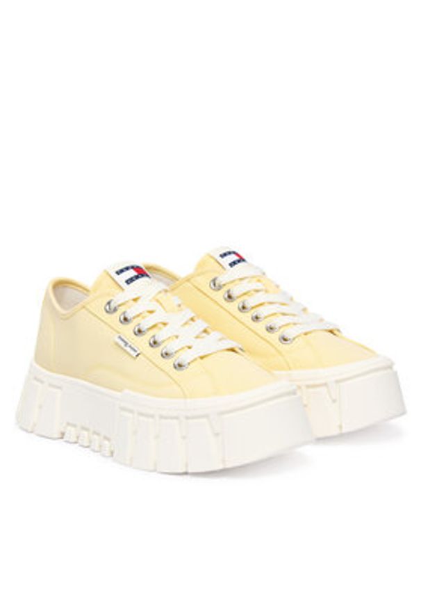 Tommy Jeans Sneakersy Tj Platform Sneaker EN0EN03098 Żółty jasny. Kolor: żółty. Materiał: materiał. Obcas: na platformie