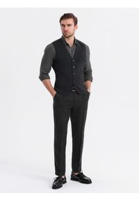 Ombre Clothing - Dopasowana strukturalna męska kamizelka z naszywanymi kieszeniami – czarna V1 - Rozmiar: XXL. Kolor: czarny. Materiał: poliester, materiał. Wzór: jednolity. Styl: elegancki #3