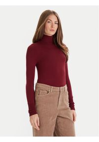 only - ONLY Golf Venice 15183772 Bordowy Regular Fit. Typ kołnierza: golf. Kolor: czerwony. Materiał: wiskoza #1