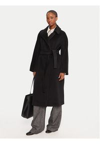 Marella Płaszcz wełniany English 2523016142 Czarny Regular Fit. Kolor: czarny. Materiał: wełna #2