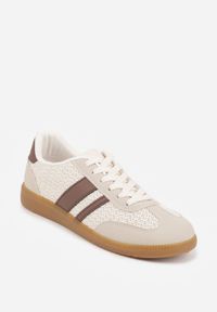 Renee - Brązowe Sneakersy w Stylu Klasycznych Tenisówek z Cholewką z Plecionką Doriarissa. Nosek buta: okrągły. Zapięcie: sznurówki. Kolor: brązowy. Materiał: skóra, materiał. Szerokość cholewki: normalna. Obcas: na obcasie. Wysokość obcasa: niski #9