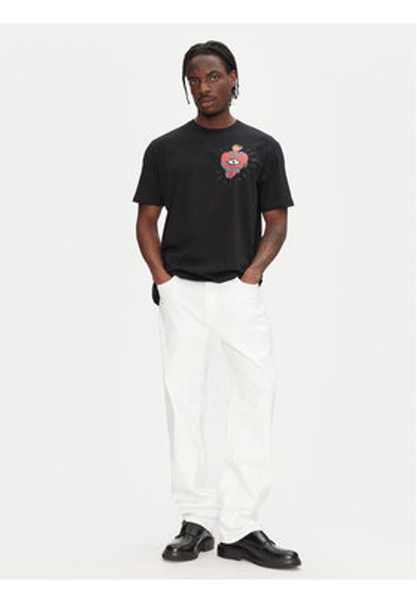 Just Cavalli T-Shirt 78OAHE07 Czarny Regular Fit. Kolor: czarny. Materiał: bawełna