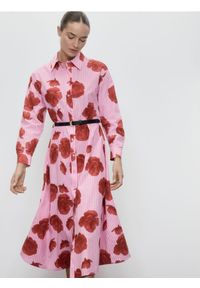 Reserved - Koszulowa sukienka z paskiem - wielobarwny. Materiał: bawełna. Typ sukienki: koszulowe #1