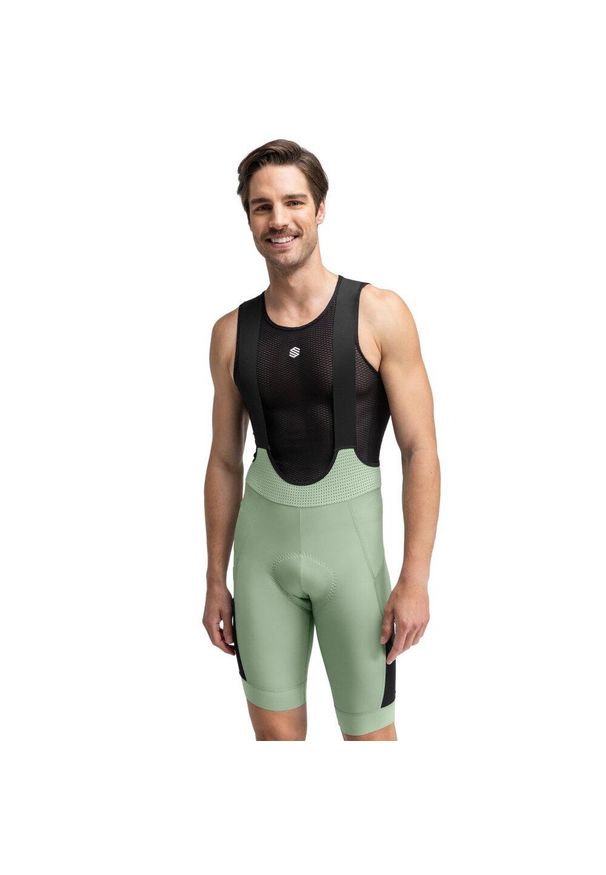 SIROKO - Spodenki rowerowe gravel męskie Castleton. Kolor: zielony. Sport: kolarstwo