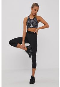 adidas Performance legginsy treningowe damskie kolor czarny gładkie. Kolor: czarny. Materiał: poliester, materiał. Wzór: gładki