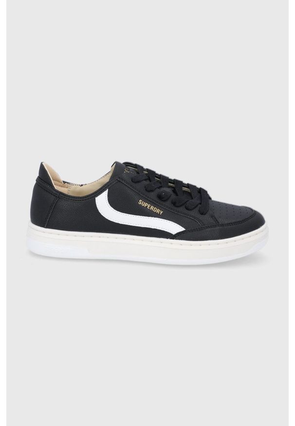 Superdry Buty kolor czarny. Nosek buta: okrągły. Zapięcie: sznurówki. Kolor: czarny. Materiał: guma