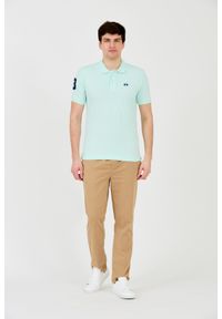 La Martina - LA MARTINA Miętowe męskie polo z małym logo, Rozmiar L. Typ kołnierza: polo. Kolor: zielony #9