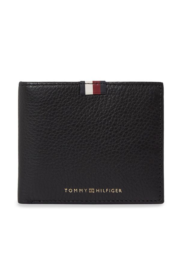 TOMMY HILFIGER - Duży Portfel Męski Tommy Hilfiger Th Prem Lea Cc Flap And Coin AM0AM11270 BDS. Kolor: czarny. Materiał: skóra