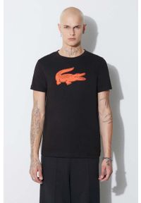 Lacoste t-shirt męski kolor czarny z nadrukiem. Kolor: czarny. Wzór: nadruk