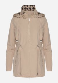 Born2be - Ciemnobeżowa Kurtka Parka Ściągana w Pasie Aridra. Okazja: na spacer, na co dzień. Kolor: beżowy. Materiał: jeans. Styl: casual, elegancki #3