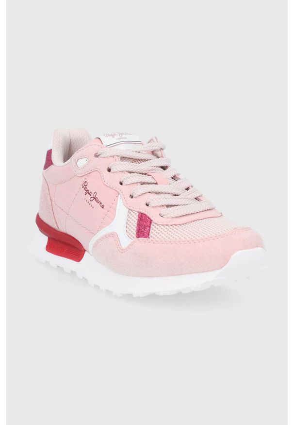 Pepe Jeans Buty Britt Soft kolor różowy. Nosek buta: okrągły. Zapięcie: sznurówki. Kolor: różowy. Materiał: guma