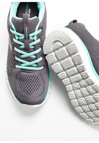 Sneakersy Skechers z pianką memory bonprix szaro-miętowy. Kolor: szary. Wzór: kolorowy #6