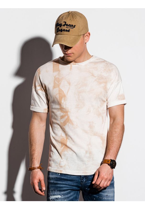 Beżowy t-shirt Ombre Clothing