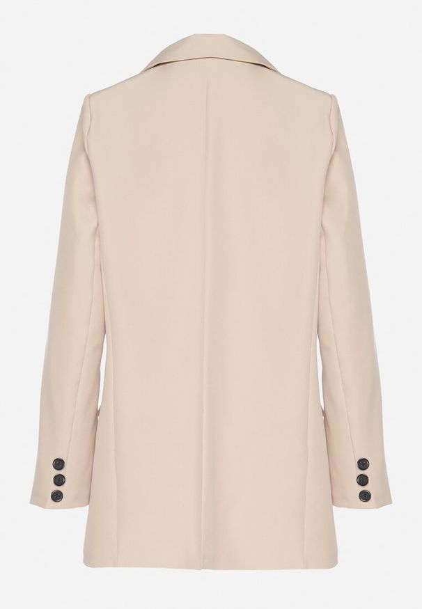 Born2be - Beżowa Klasyczna Marynarka o Jednorzędowym Kroju z Imitacją Kieszeni Felzeri. Okazja: na co dzień. Kolor: beżowy. Materiał: jeans. Sezon: wiosna, lato. Styl: klasyczny