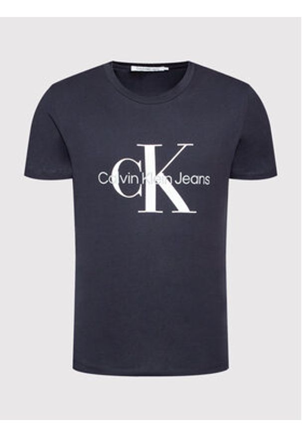 Calvin Klein Jeans T-Shirt J30J320935 Granatowy Slim Fit. Kolor: niebieski. Materiał: bawełna