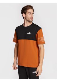 Puma T-Shirt Power Colorblock 671567 Pomarańczowy Relaxed Fit. Kolor: pomarańczowy. Materiał: bawełna
