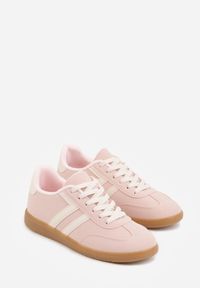 Born2be - Różowe Sneakersy w Stylu Kultowych Tenisówek Genenor. Okazja: na spacer. Kolor: różowy. Materiał: jeans, dresówka. Sport: turystyka piesza #7