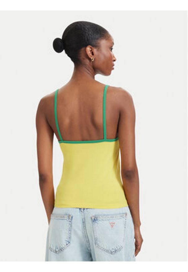 Guess Jeans Top W6YP20 K4202 Żółty Slim Fit. Kolor: żółty. Materiał: bawełna