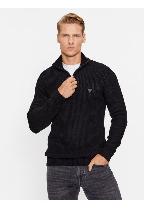 Guess Sweter M3BR47 Z39B0 Czarny Regular Fit. Kolor: czarny. Materiał: syntetyk, wiskoza
