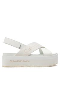Calvin Klein Jeans Sandały Flatform Sandal Sling In Mr YW0YW01362 Biały. Kolor: biały