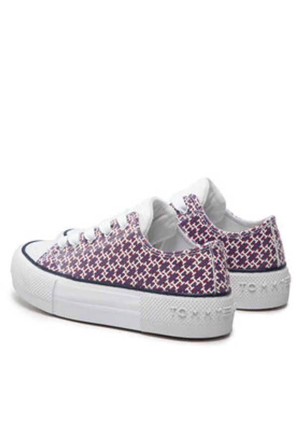 TOMMY HILFIGER - Tommy Hilfiger Trampki Low Cut Lace-Up Sneaker T3A9-32289-0753 Bordowy. Kolor: czerwony. Materiał: skóra