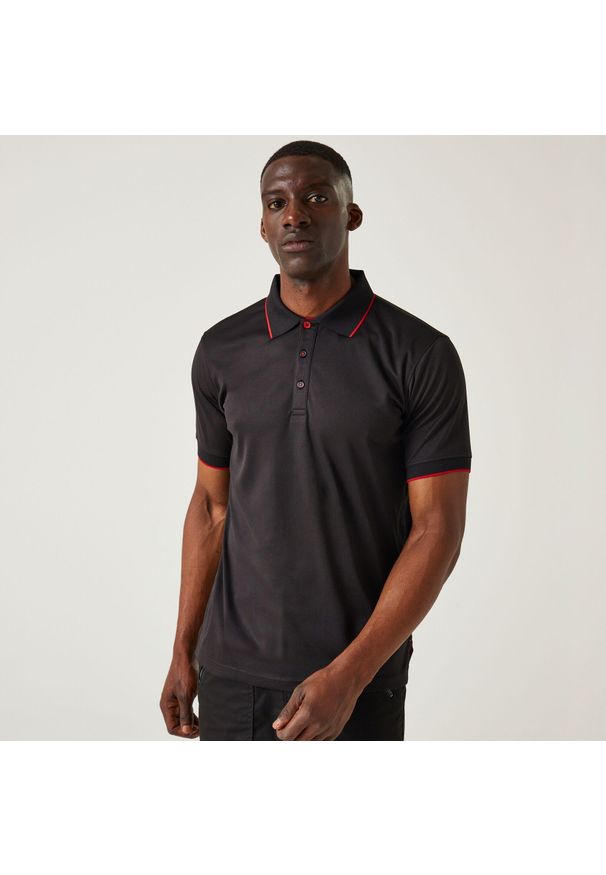 Regatta - Męska koszulka polo Nagate. Typ kołnierza: polo. Kolor: szary. Materiał: poliester, tkanina. Długość rękawa: krótki rękaw. Długość: krótkie. Sport: turystyka piesza