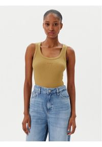 BOSS Top C_Ematite 50504245 Beżowy Slim Fit. Kolor: beżowy. Materiał: bawełna