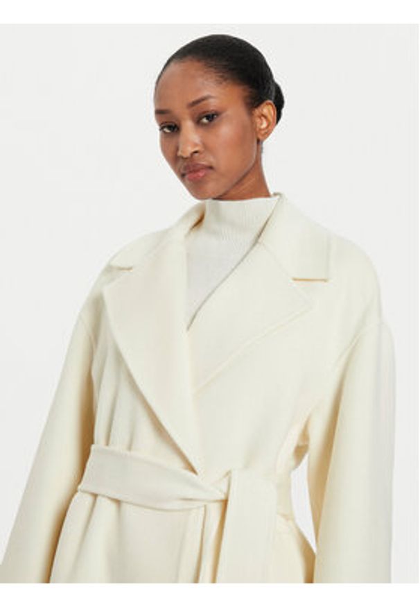 Marella Płaszcz wełniany Marna 2423016011 Écru Regular Fit. Materiał: wełna