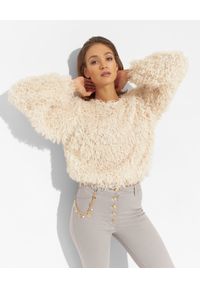 CHAOS BY MARTA BOLIGLOVA - Beżowy sweter Bianca. Kolor: fioletowy, różowy, wielokolorowy. Materiał: tkanina