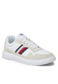 TOMMY HILFIGER - Tommy Hilfiger Sneakersy Light Cupsole Lth Mix Stripes FM0FM04889 Biały. Kolor: biały. Materiał: materiał #3