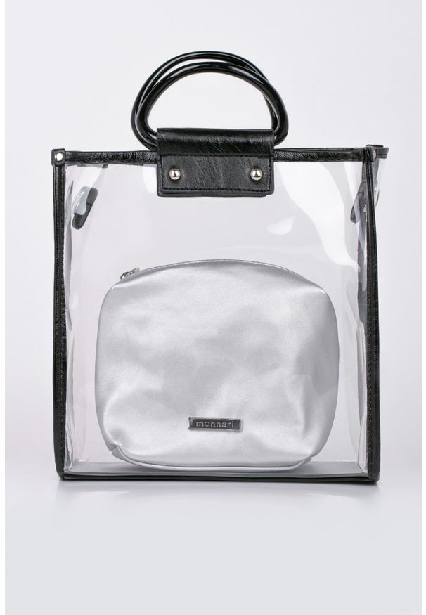 Monnari - Transparentna torba na rączkach. Kolor: czarny. Rodzaj torebki: na ramię