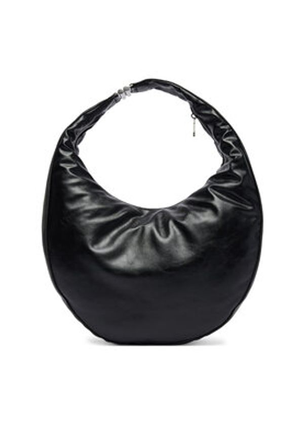 Calvin Klein Torebka Buckle Convertible Hobo Bag LV04F3446G Czarny. Kolor: czarny. Materiał: skórzane