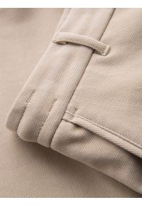 Ombre Clothing - Męskie krótkie spodenki SLIM FIT z melanżowej strukturalnej dzianiny – piaskowe V3 - Rozmiar: M. Materiał: dzianina. Długość: krótkie. Wzór: melanż. Styl: wakacyjny
