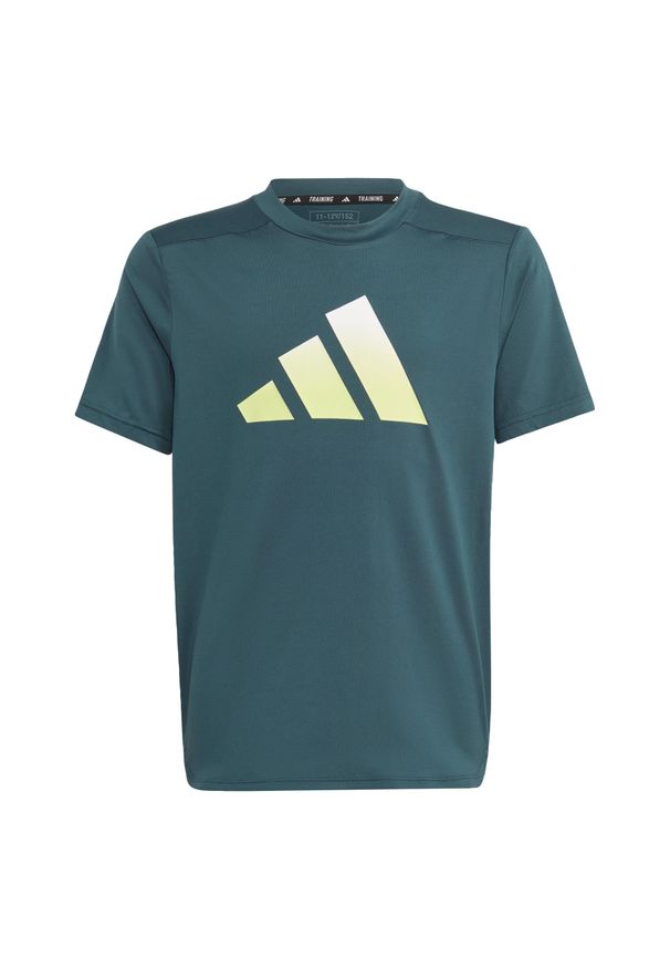 Adidas - Train Icons AEROREADY Logo Tee. Kolor: wielokolorowy, żółty, biały, zielony, niebieski. Materiał: materiał