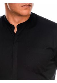 Ombre Clothing - Koszula męska elegancka z długim rękawem BASIC K307 - czarna - L. Typ kołnierza: kołnierzyk stójkowy. Kolor: czarny. Materiał: bawełna, poliester. Długość rękawa: długi rękaw. Długość: długie. Wzór: jednolity. Styl: elegancki #5