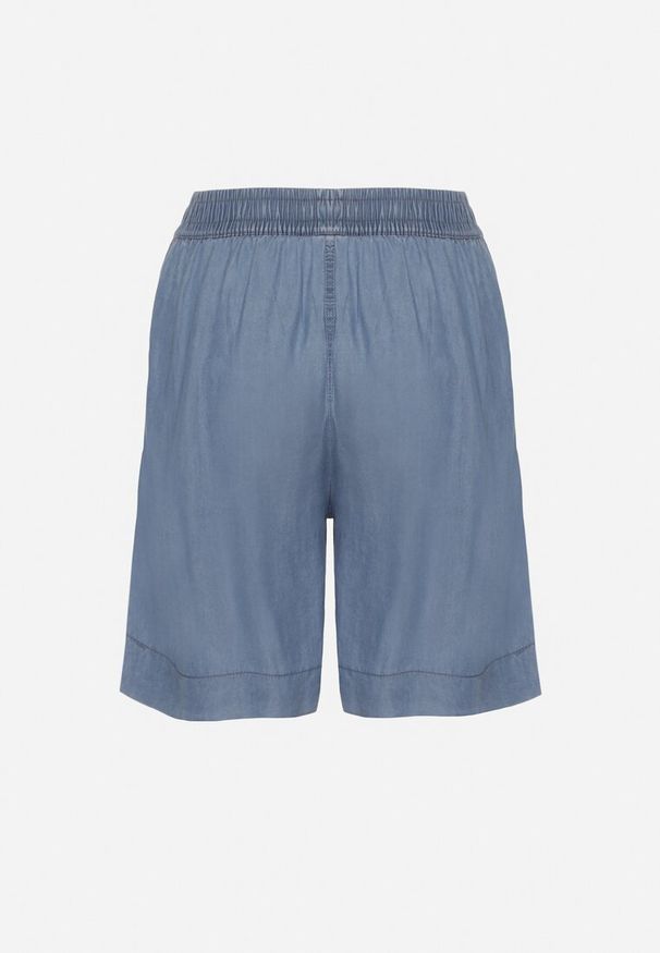 Born2be - Jasnoniebieskie Bawełniane Szorty Bermudy z Elastyczną Gumką w Talii i Kieszeniami Tilmio. Okazja: na co dzień. Kolor: niebieski. Materiał: bawełna. Styl: sportowy, elegancki, casual