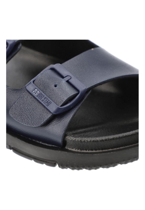 Big-Star - Granatowe Klapki Big Star Wsuwane Obuwie Męskie. Okazja: na co dzień, na plażę. Kolor: niebieski. Materiał: materiał. Sezon: lato. Styl: sportowy, klasyczny, casual, elegancki
