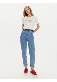 TOMMY HILFIGER - Tommy Hilfiger T-Shirt Script Graphic WW0WW43502 Écru Regular Fit. Materiał: bawełna #3