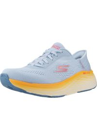 skechers - Kapcie SKECHERS SLIP-INS MAX CUSHIONING ELITE 2.0 Niebieski. Okazja: na co dzień. Kolor: niebieski. Materiał: tkanina