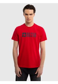 Big-Star - Koszulka męska bawełniana z logo BIG STAR czerwona Flynn 603. Okazja: na co dzień. Kolor: czerwony. Materiał: bawełna. Wzór: nadruk. Styl: casual, klasyczny
