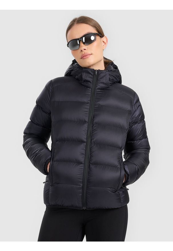 4f - 4F Kurtka puchowa trekkingowa z wypełnieniem naturalnym damska - czarna XXL. Kolor: czarny. Materiał: puch. Technologia: Primaloft. Sport: turystyka piesza, wspinaczka