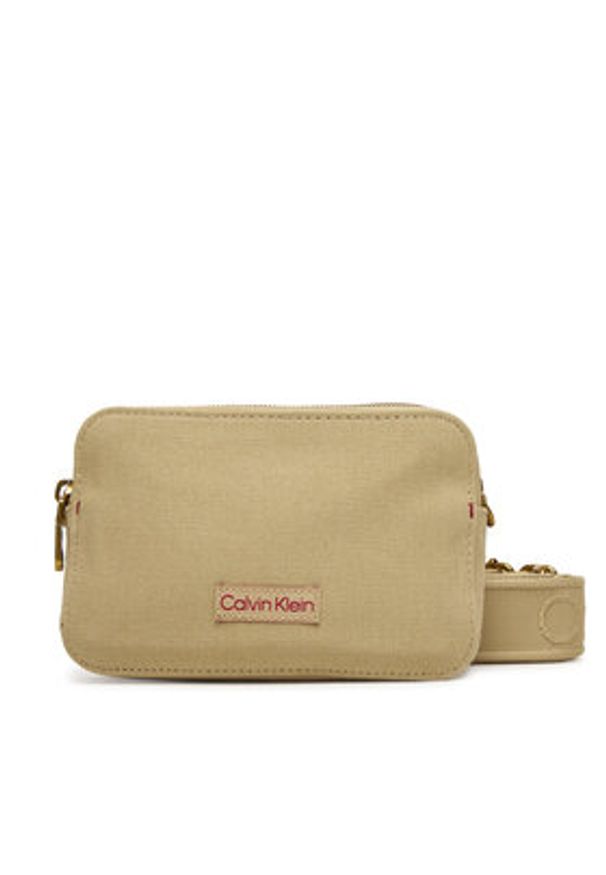 Calvin Klein Torebka Webbing Strap Canvas Camera Bag LV04F3385G Beżowy. Kolor: beżowy