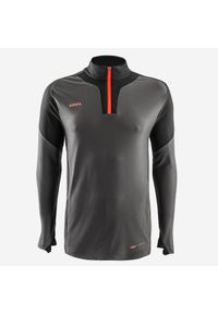 KIPSTA - Bluza do piłki nożnej dla dzieci Kipsta Viralto Axton na krótki suwak. Kolor: czarny, szary, wielokolorowy. Materiał: elastan, poliester, materiał. Długość: krótkie. Sport: piłka nożna