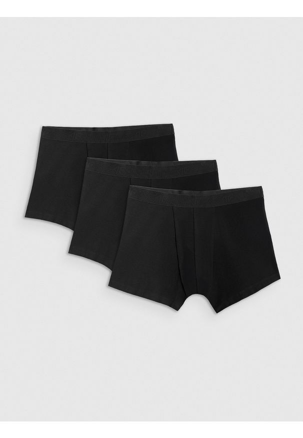 4f - 4F Bielizna bokserki (3-pack) męskie - czarne S. Kolor: czarny. Materiał: elastan, bawełna, guma