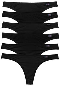 bonprix - Stringi z bawełny organicznej, 6 par. Kolor: czarny. Materiał: bawełna. Wzór: aplikacja, kolorowy, kwiaty #1