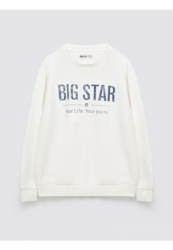 Big-Star - Bluza męska z logo BIG STAR biała Setor 100. Kolor: biały. Materiał: bawełna, jeans. Wzór: nadruk, ze splotem. Styl: klasyczny