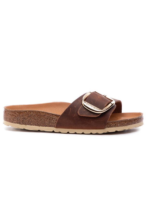 Birkenstock Klapki Madrid Big Buckle 1006525 Brązowy. Kolor: brązowy. Materiał: nubuk, skóra