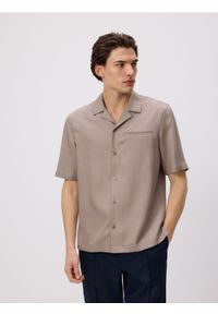Reserved - Koszula comfort fit z lyocellu - brązowy. Kolor: brązowy. Materiał: tkanina