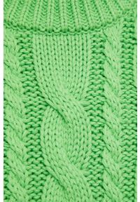 TOMMY HILFIGER - Tommy Hilfiger sweter damski kolor zielony ciepły. Kolor: zielony. Materiał: dzianina. Wzór: ze splotem #3